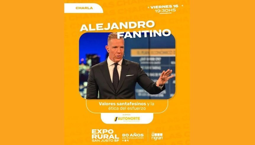 Alejandro Fantino estará en la Expo Rural San Justo 2024
